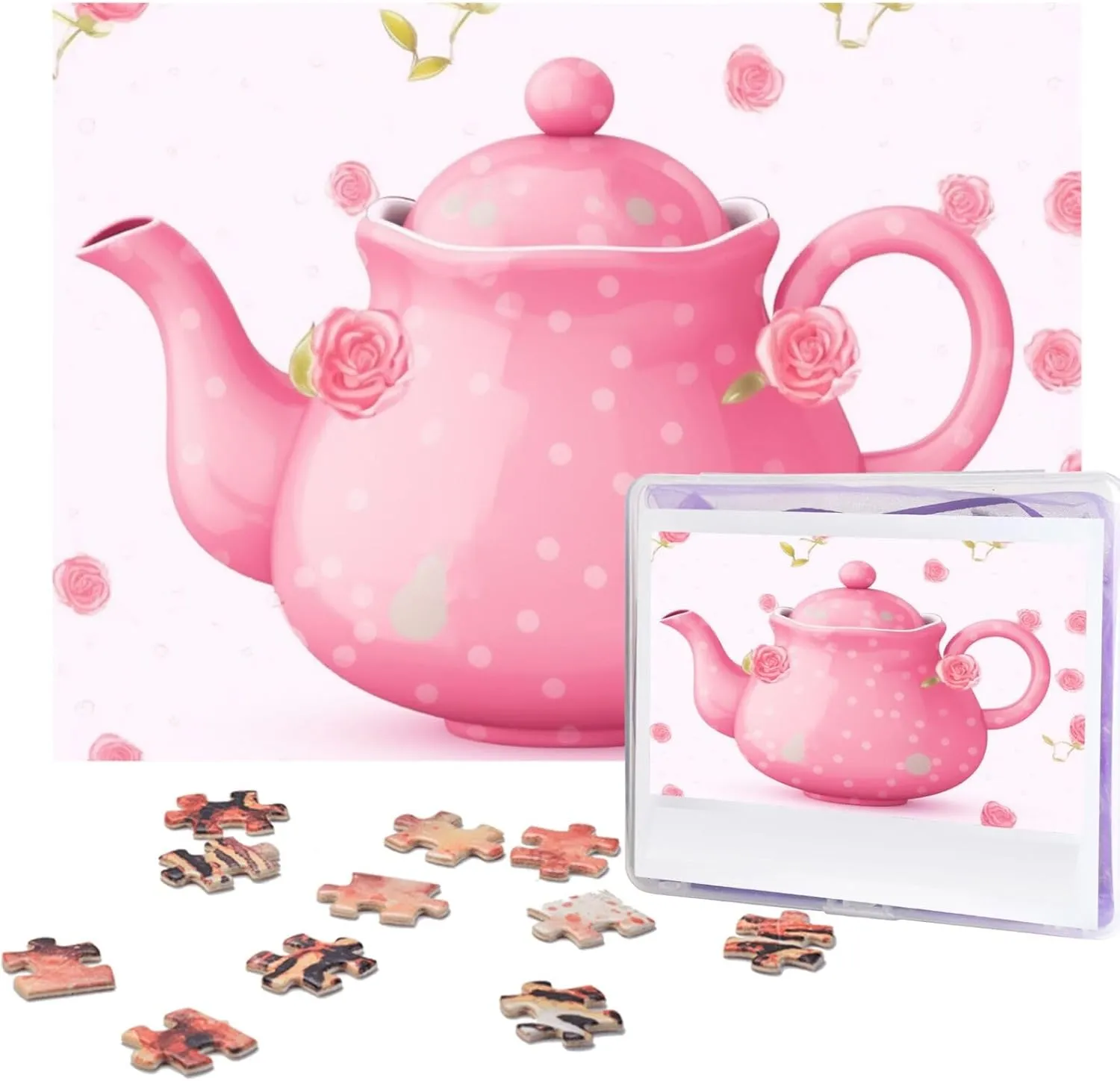 Puzzle for Adults Family (20.4" x 15") Pink Teapot Puzzles Personalized Puzzle censor outstanding cup electron silicate predictability 500 Pieces Jigsaw Puzzles from Photos Picture 