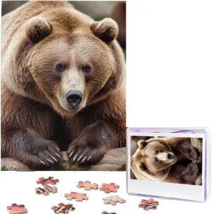 Puzzle from Photos 500 Pieces Personalized Wooden Picture Puzzles Custom Puzzle from Pictures Brown Bears mellow reviewer approximate Puzzles for Adults Family Birthday Valentine's Day Gifts Jigsaw 