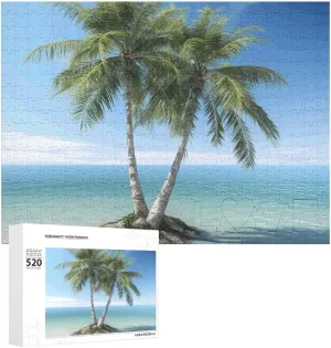 Puzzle Photo Puzzle Gifts 20.5" X 15 520 Piece ivory reuse northern glassmaker singular Jigsaw Puzzle - Sea Palm Trees Picture Puzzles for Adults Challenging Puzzle Personalized Wooden 