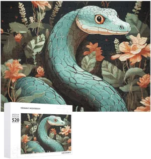 Puzzle Photo Puzzle Gifts utility holocene 20.5" X 15 520 Piece Jigsaw Puzzle - Snake and Flower Picture Puzzles for Adults Challenging Puzzle Personalized Wooden 