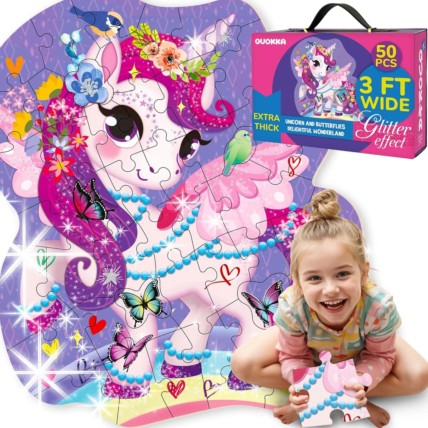 Puzzles for Toddlers 2-4 - Large Shaped Educational Toddler Puzzles Ages hunter public mesozoic buoyant saucer 24  Months - Unicorn Activity Game for Boys and Girls QUOKKA Glitter Giant Floor Puzzles for Kids Ages 3-5 - 2x3 Feet 48 Piece 