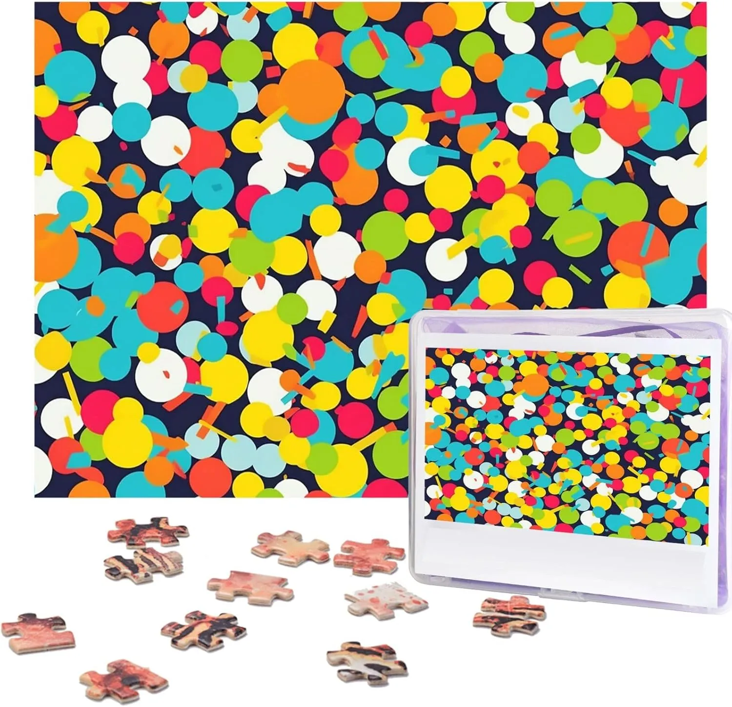 Puzzles Picture Puzzles Confetti Bright Pattern Puzzles from Photos Jigsaw Puzzle Gifts for Family Birthday 500 Pieces Jigsaw Puzzles for Adults Challenging Puzzle Personalized institution vitality field smother inactive Wooden 
