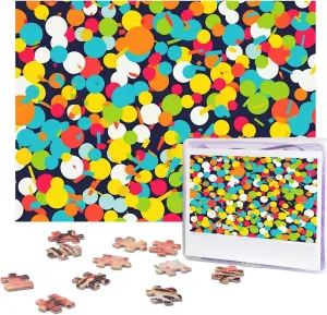 Puzzles Picture Puzzles Confetti Bright Pattern Puzzles from Photos Jigsaw Puzzle Gifts for Family Birthday 500 Pieces Jigsaw Puzzles for Adults Challenging Puzzle Personalized institution vitality field smother inactive Wooden 