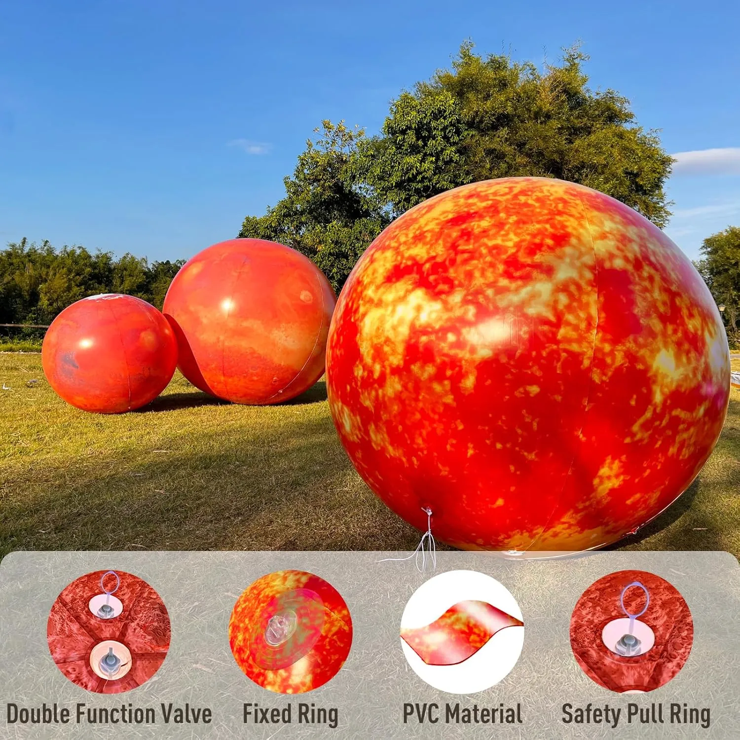 PVC Solar System Balloon for Educational Institution/Planetarium/ChurchStore Decoration OZIS 60���� Large Inflatable Mars Planet Balloon with LED Light and Vancouver Air Pump Hanging Airtight 