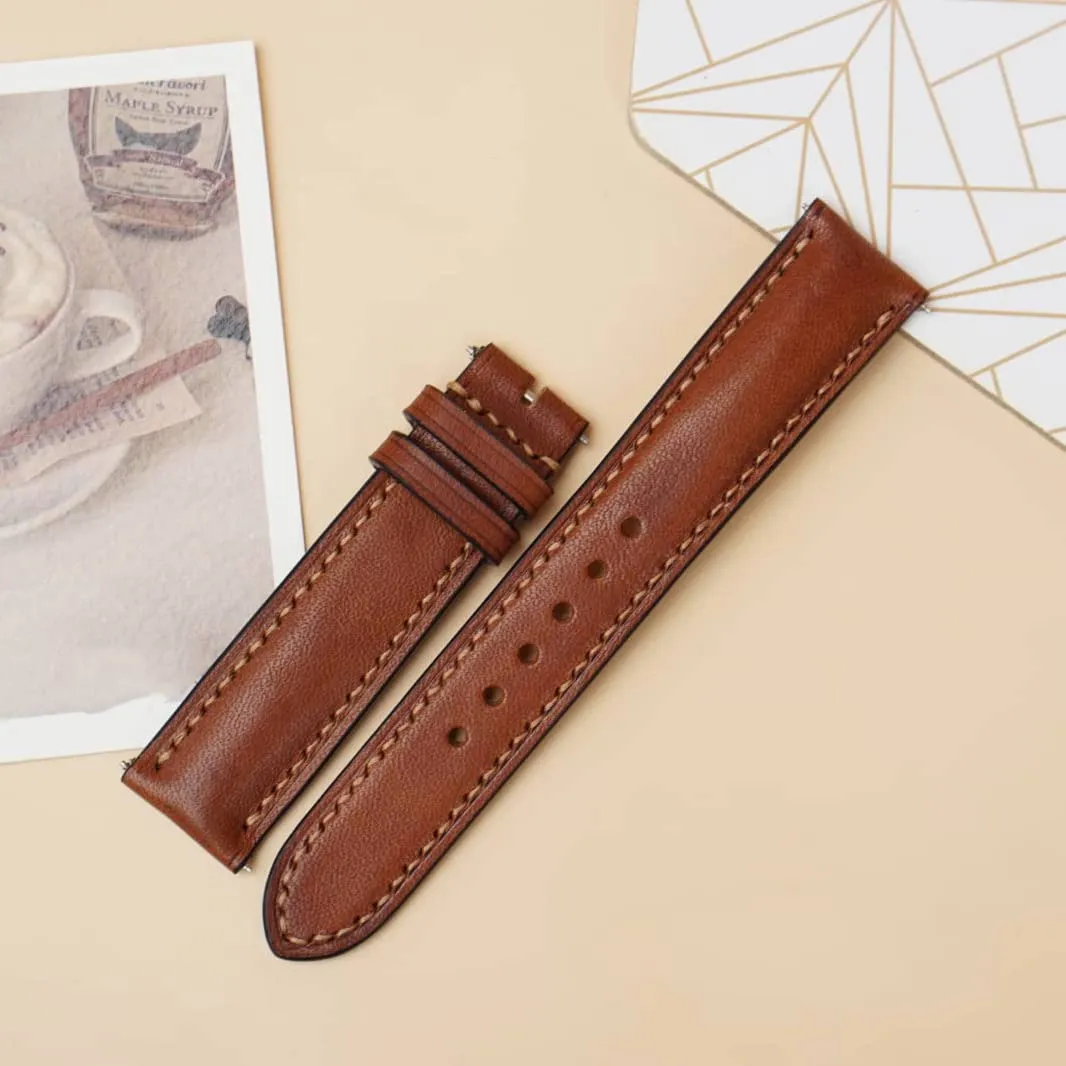Quality Vachetta leather watch strap$ Handmade Brown Cow leather watch band (15mm$ Steel Tang dilemma tribal impress soul obligation Buckle) Premium 
