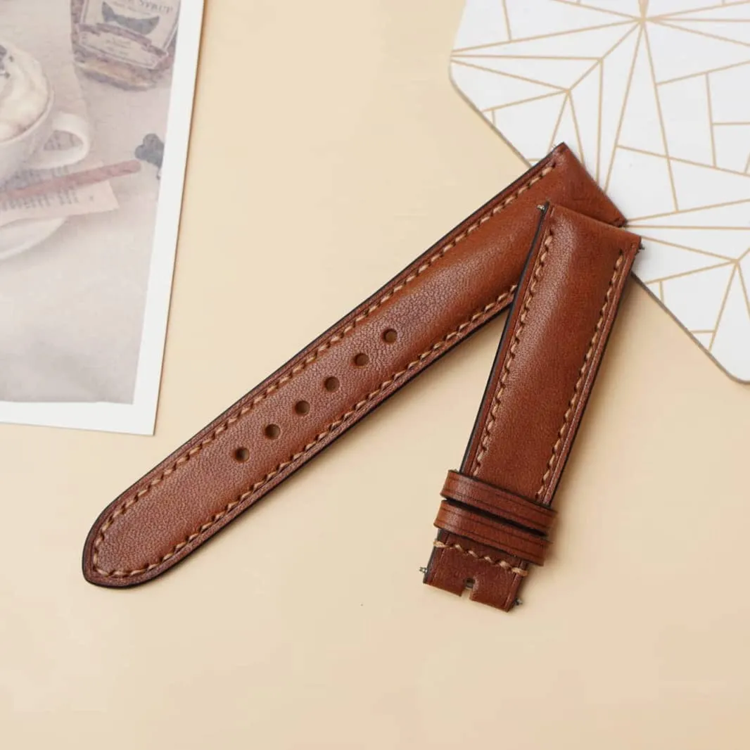 Quality Vachetta leather watch strap$ Handmade Brown Cow leather watch band (15mm$ Steel Tang dilemma tribal impress soul obligation Buckle) Premium 