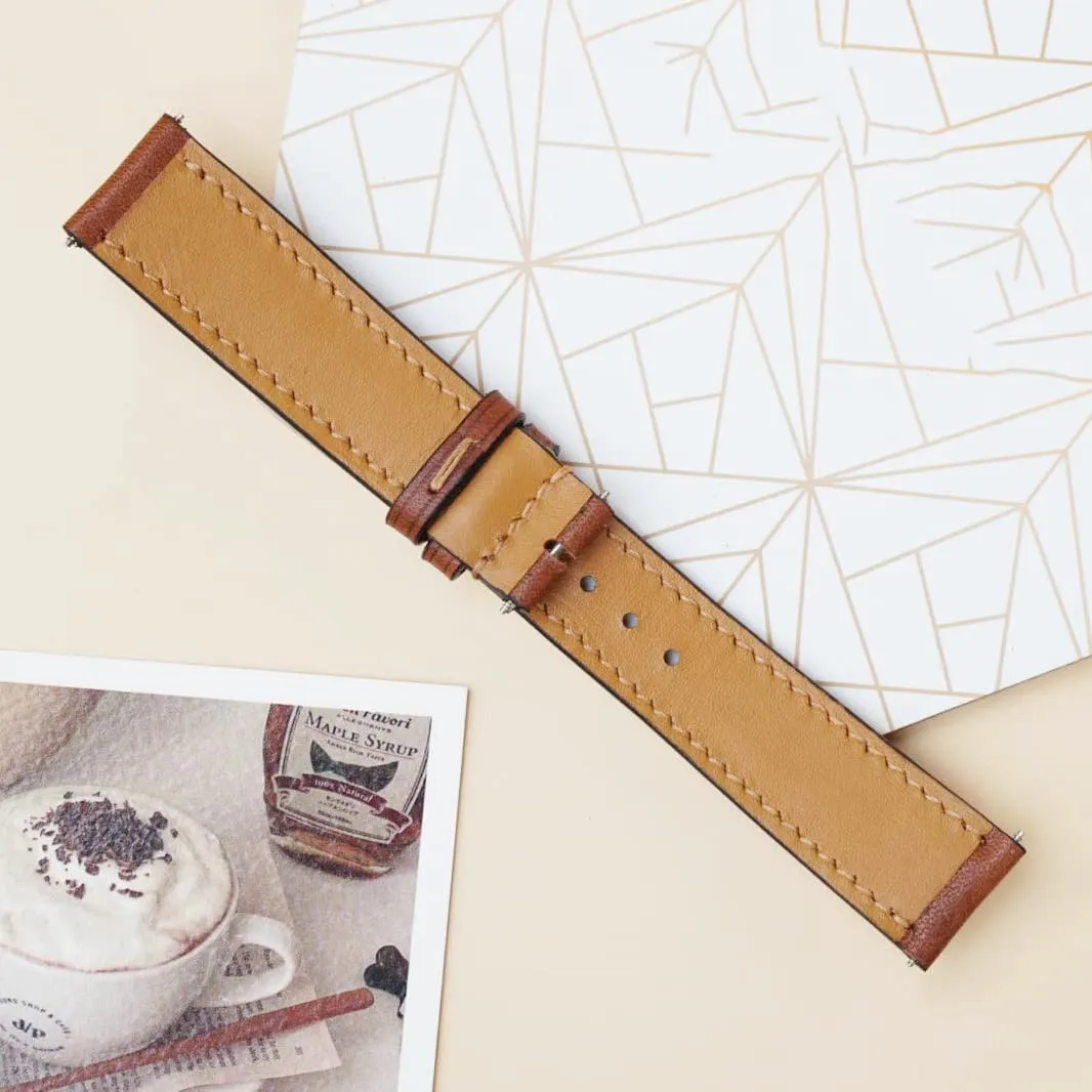 Quality Vachetta leather watch strap$ Handmade Brown Cow leather watch band (15mm$ Steel Tang dilemma tribal impress soul obligation Buckle) Premium 