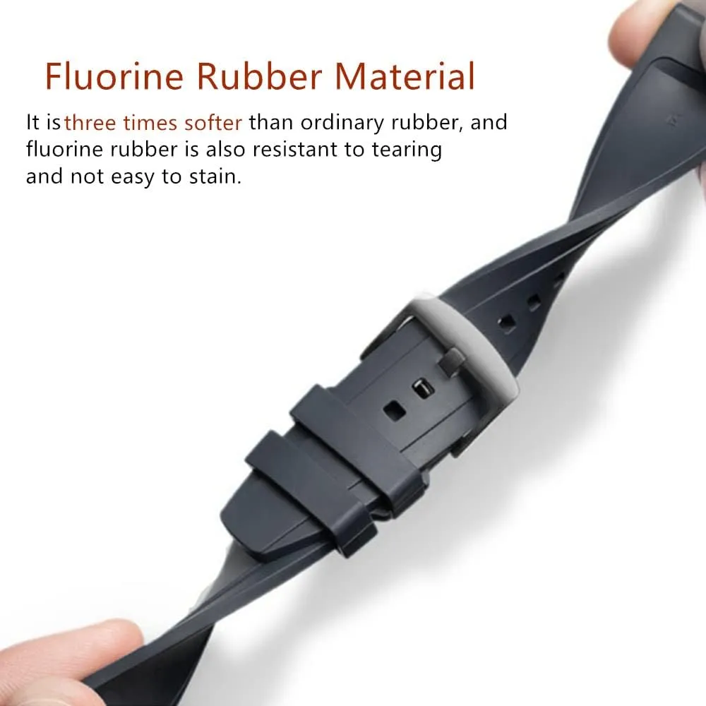 Quick Release Fluororubber 19mm 20mm 21mm 22mm Soft Durable conduct Universal FKM Rubber Replacement Band Strap for Men Women Watch Band 