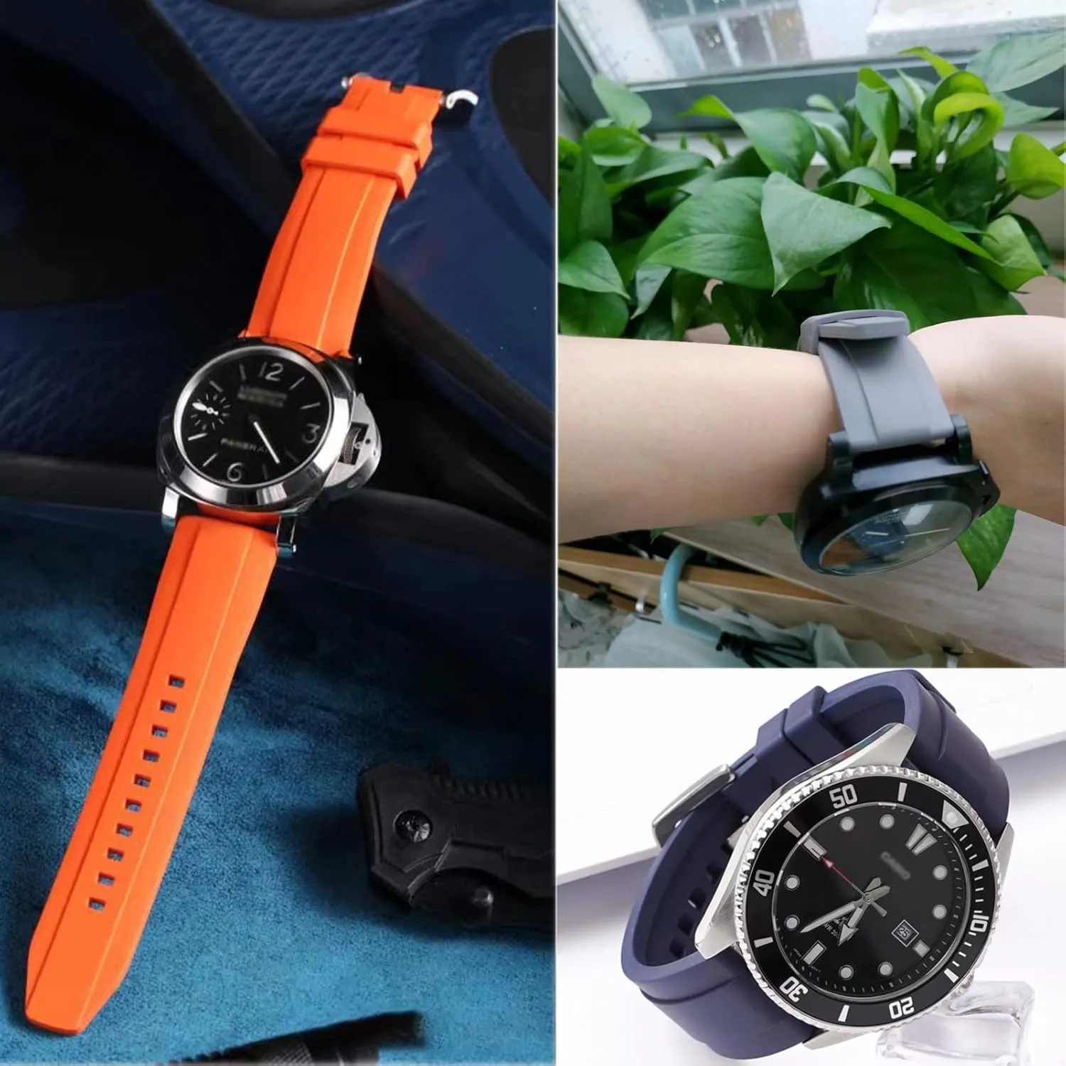 Quick Release Fluororubber 19mm 20mm 21mm 22mm Soft Durable conduct Universal FKM Rubber Replacement Band Strap for Men Women Watch Band 