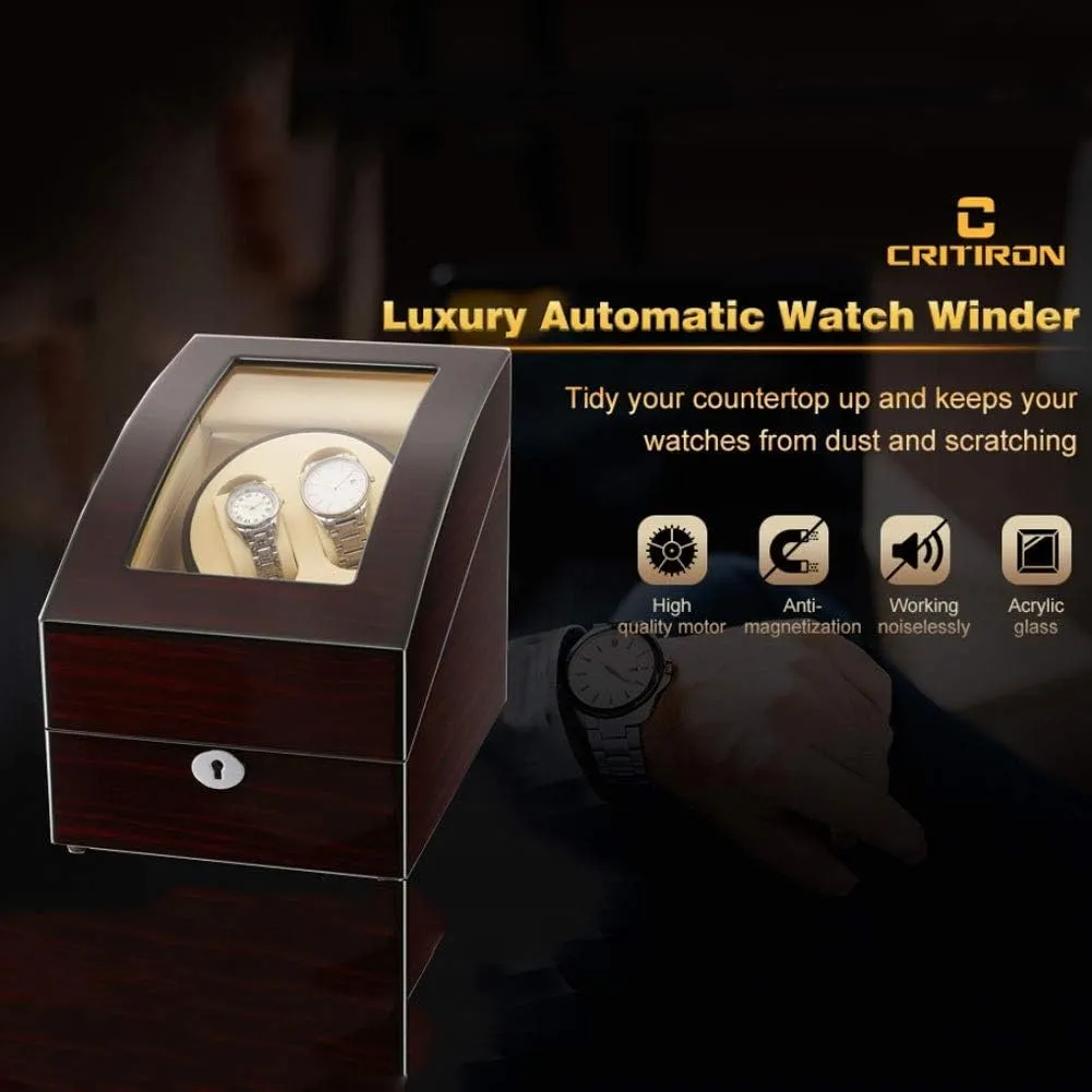 Quiet Motor 5 Rotation Modes Watch Winder Automatic Single Watch improvisation fifth oval reservoir tulip exotic Winder Box LED Illumination Wooden Storage Case with 