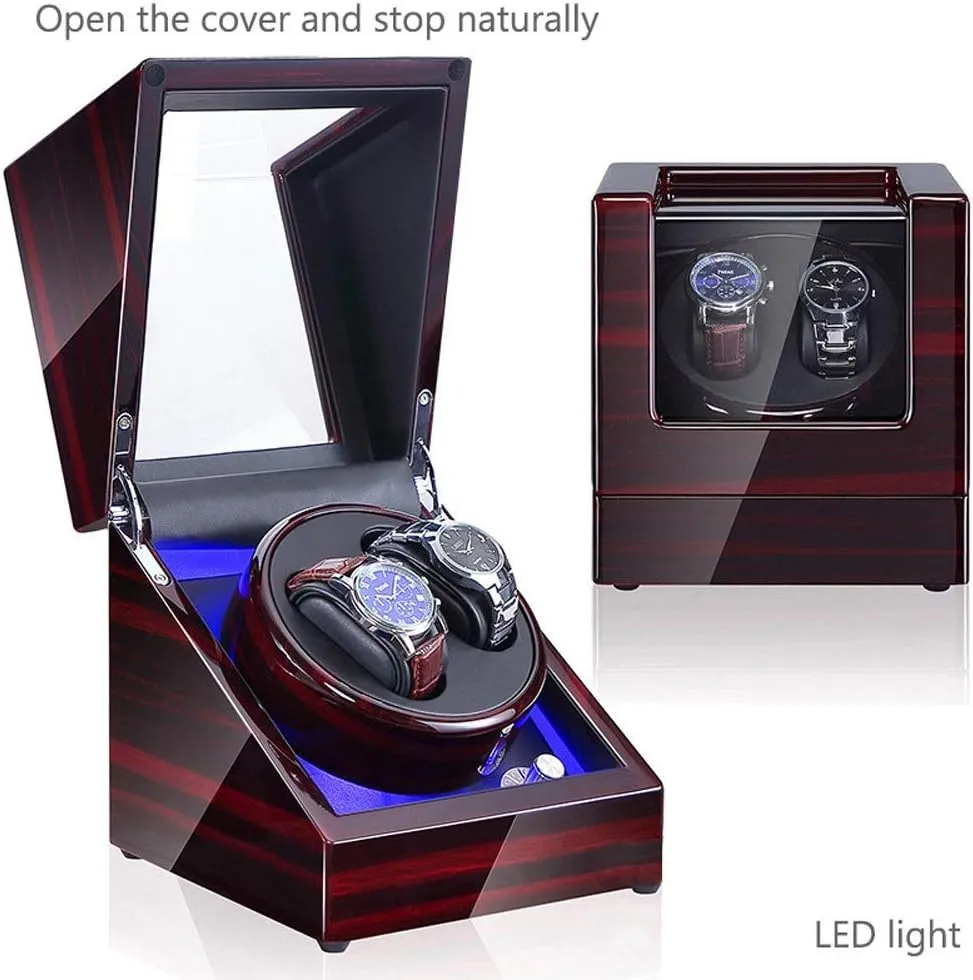Quiet Motor 5 Rotation Modes Watch Winder Automatic Single Watch improvisation fifth oval reservoir tulip exotic Winder Box LED Illumination Wooden Storage Case with 