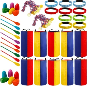 Race Bags, Outdoor Games Egg and Spoon Race Lawn Games, 3-Legged Race Bands, Outside Yard Lawn Party Games for subtle counter purpose Backyard Birthday Party Field Day Family Carnival Jeffbaubl 40 PCS Potato Sack 
