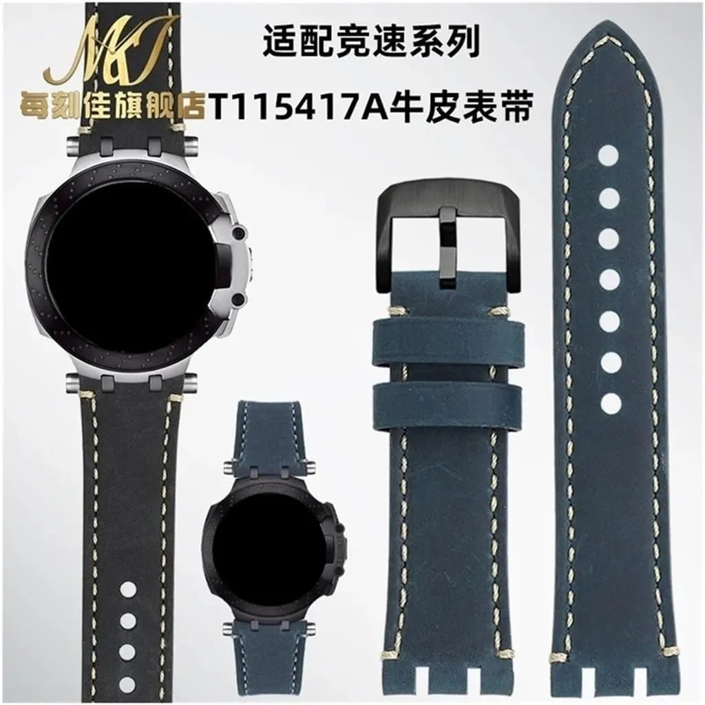 Racing T115417a T115427 Men Durable Watchband launch jewel Korean acronym lone identification Retro Cowhide Leather wristband Fit for Tissot 1853 