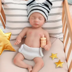 Real Life Baby Dolls guard with Feeding Kit & Gift Box BABESIDE Miniature Reborn Baby Dolls Aurora - 6-in Full Platinum Silicone Reborn Baby Girl Realistic-Newborn Baby Doll Mini Sleeping Girl 