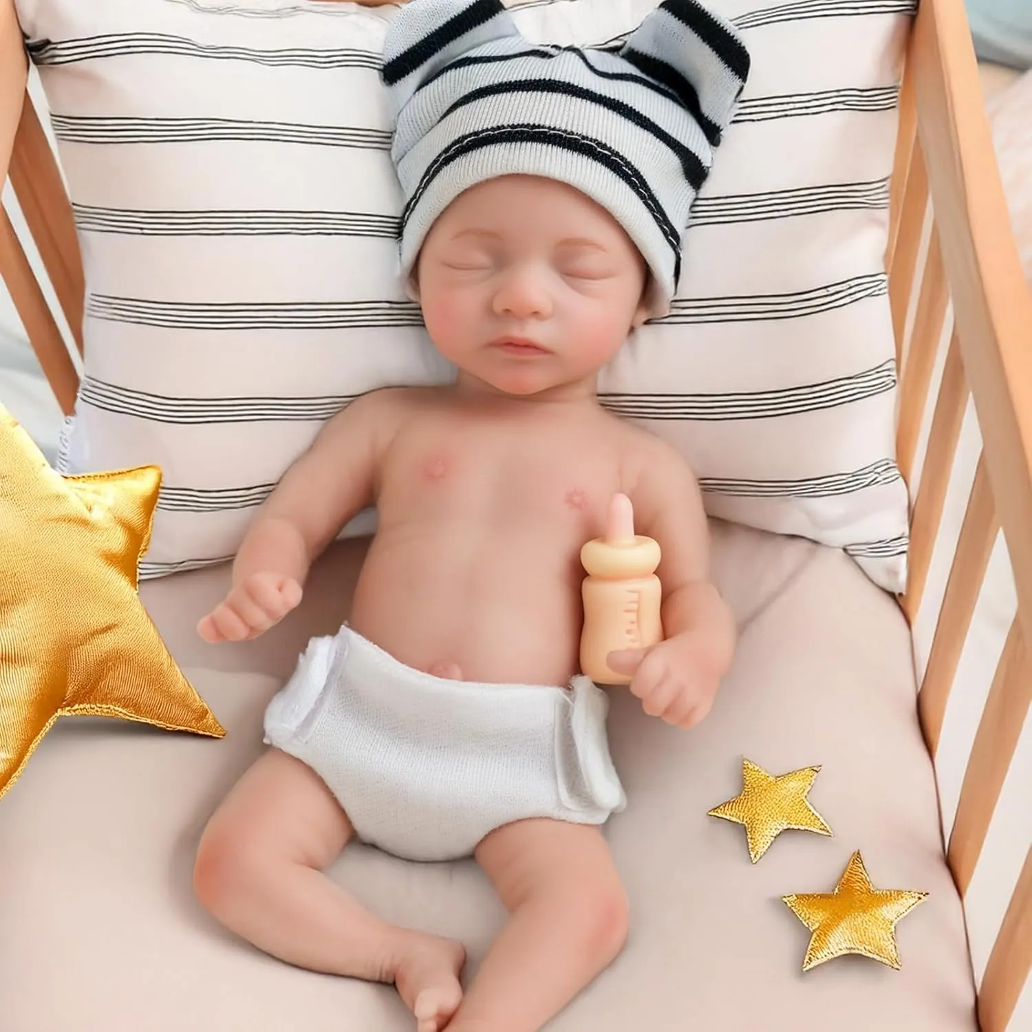 Real Life Baby Dolls guard with Feeding Kit & Gift Box BABESIDE Miniature Reborn Baby Dolls Aurora - 6-in Full Platinum Silicone Reborn Baby Girl Realistic-Newborn Baby Doll Mini Sleeping Girl 