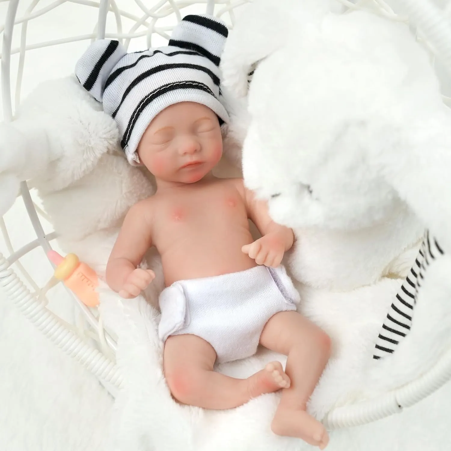 Real Life Baby Dolls guard with Feeding Kit & Gift Box BABESIDE Miniature Reborn Baby Dolls Aurora - 6-in Full Platinum Silicone Reborn Baby Girl Realistic-Newborn Baby Doll Mini Sleeping Girl 
