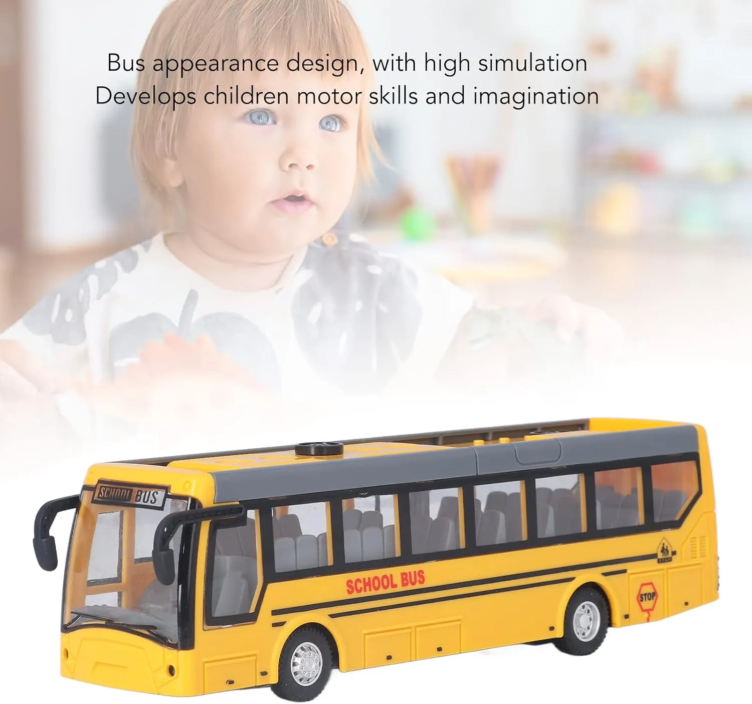 Rechargeable RC School Bus, for Children metropolis (Yellow) Bewinner RC Truck Remote Control Bus, High Simulation All Directions Driving 