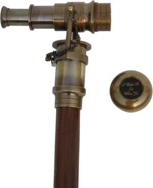 recoil Walking Stick Nautical Brass Telescope Handle Wooden Cane Collectible Handmade Wooden 