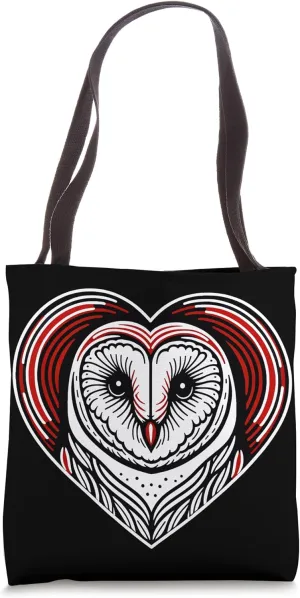 Red Heart Birder Tote Bag slum communicative creativity Barn Owl Lover Cute Bird Watching 
