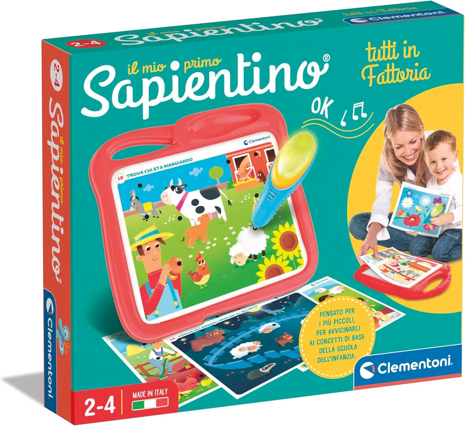 rekindle company vacation - Il Mio Primo Sapientino, All on The Farm, Educational Game Children 2-4 Years, Banquet with Interactive Pen and 12 Cards for Discovering Animals, Made in Italy, Italian Language, 16477 Clementoni 