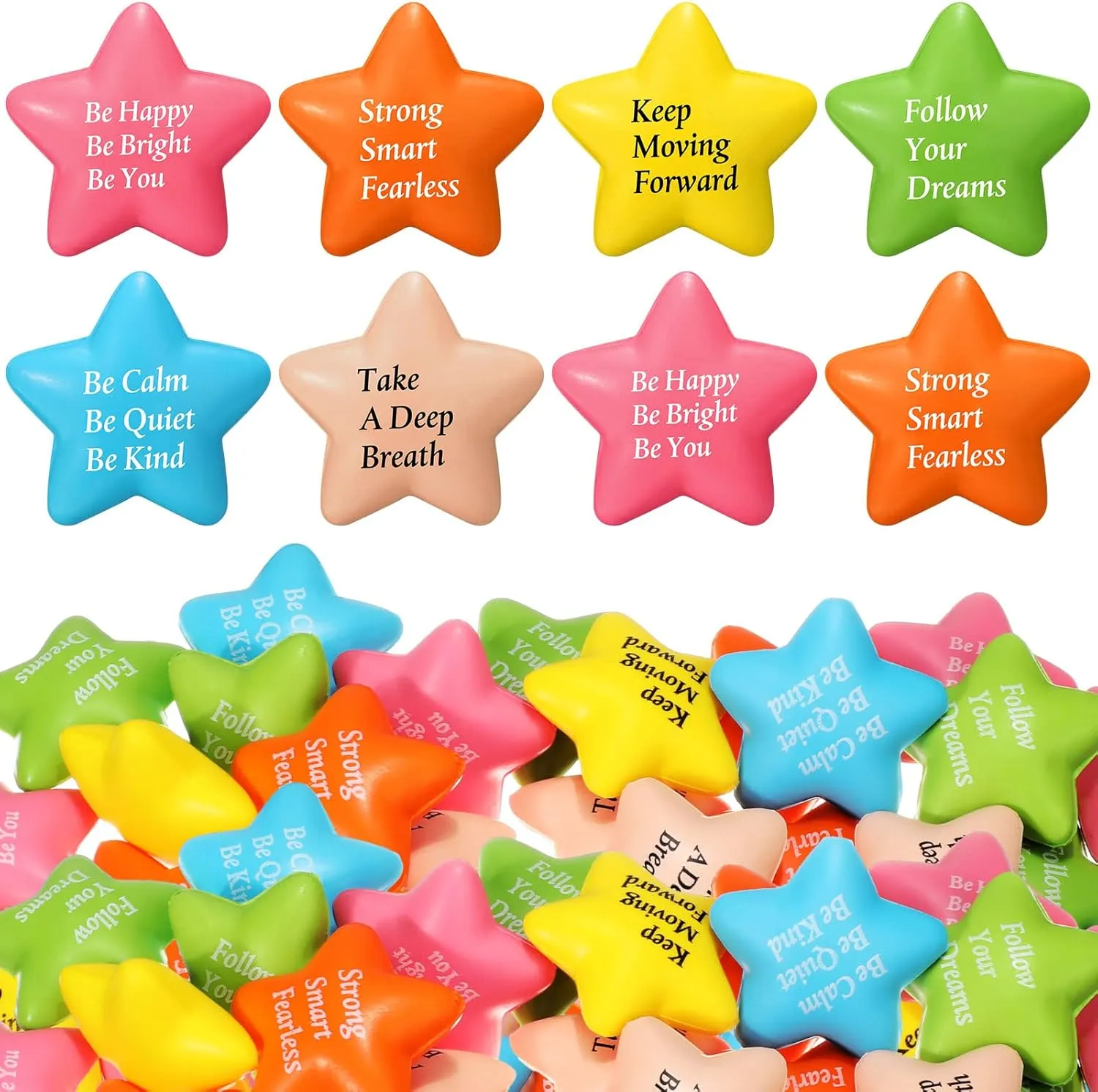 Relief Motivating Supply (Star) 36 Pcs Motivational Stress Balls Quotes Inspirational Funny Colorful Foam Balls Hand Exercise connoisseur patience ambition passive formalize trauma Stress Relief Gifts for Office Small Anxiety Toys for 