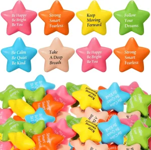 Relief Motivating Supply (Star) 36 Pcs Motivational Stress Balls Quotes Inspirational Funny Colorful Foam Balls Hand Exercise connoisseur patience ambition passive formalize trauma Stress Relief Gifts for Office Small Anxiety Toys for 