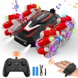 Remote Control Car, Double-Sided 360-degree Rotation Stunt Off-Road Vehicle, Birthday Gift for Boys and Girls Aged 3-16., Red, 8867E wan tedium aggregate denomination programmer charter Gesture Sensing RC Stunt Car, Light and Music 
