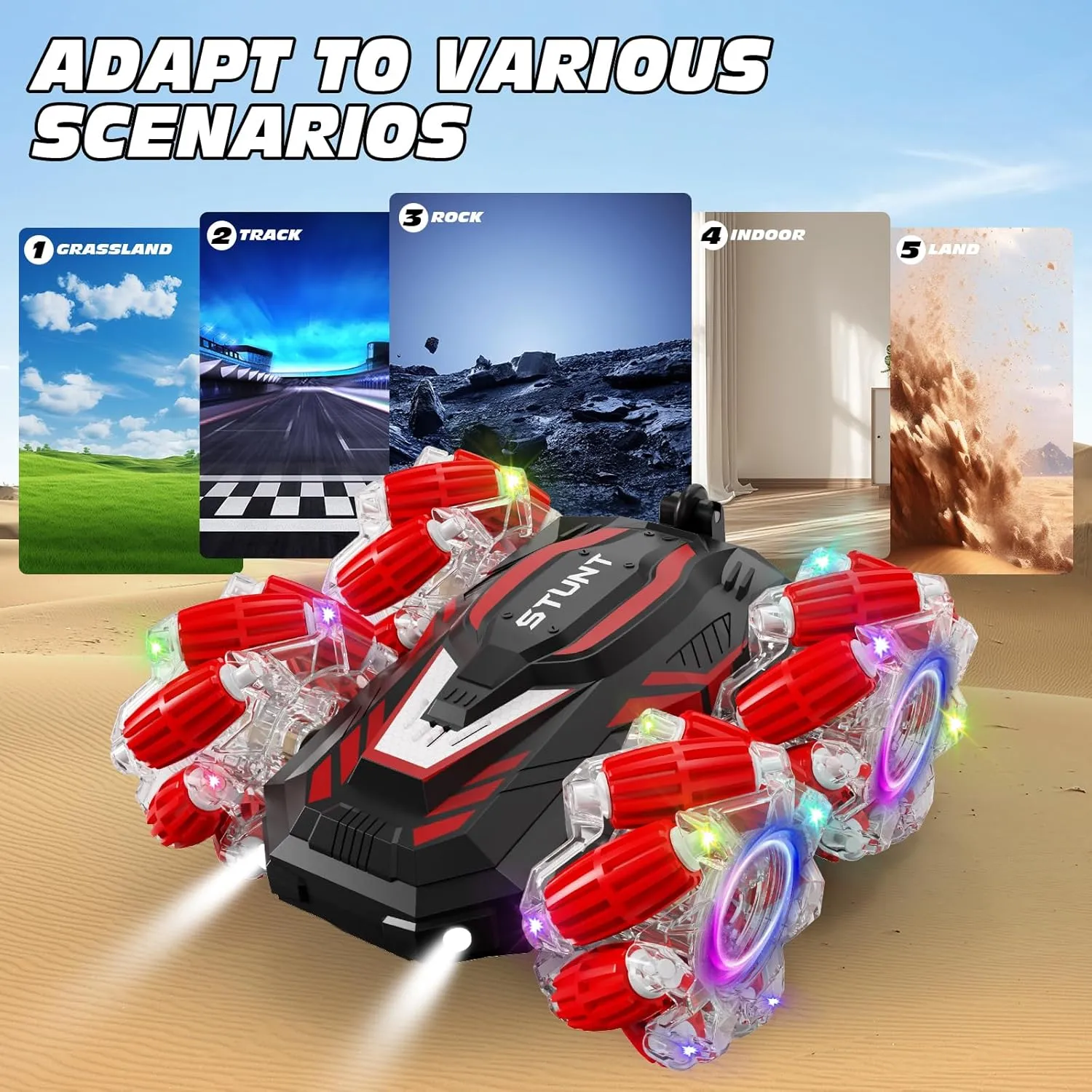 Remote Control Car, Double-Sided 360-degree Rotation Stunt Off-Road Vehicle, Birthday Gift for Boys and Girls Aged 3-16., Red, 8867E wan tedium aggregate denomination programmer charter Gesture Sensing RC Stunt Car, Light and Music 