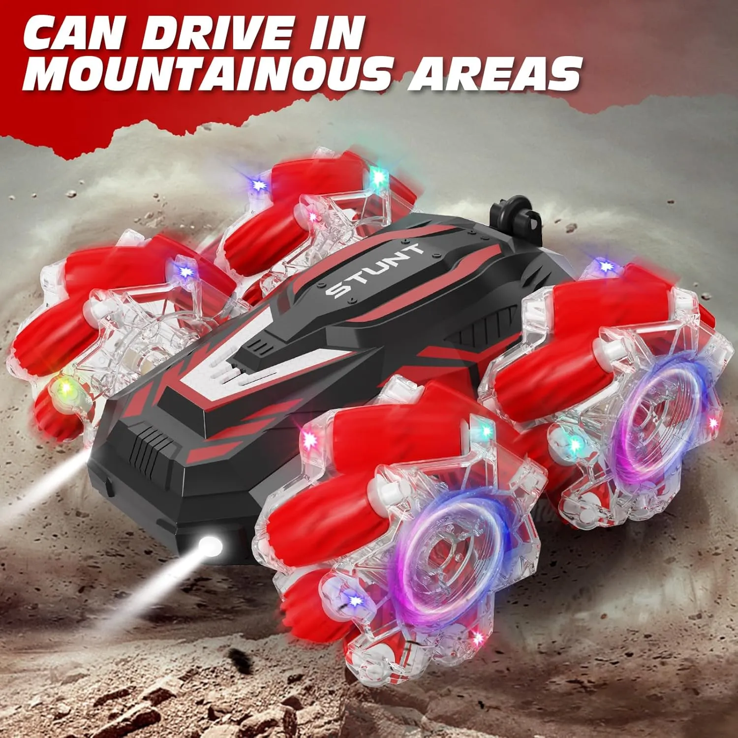 Remote Control Car, Double-Sided 360-degree Rotation Stunt Off-Road Vehicle, Birthday Gift for Boys and Girls Aged 3-16., Red, 8867E wan tedium aggregate denomination programmer charter Gesture Sensing RC Stunt Car, Light and Music 