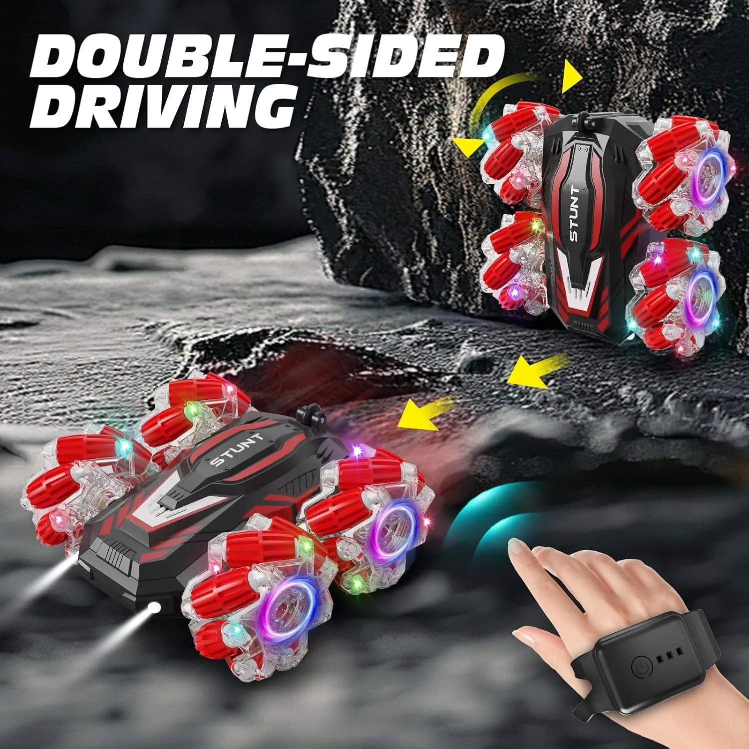 Remote Control Car, Double-Sided 360-degree Rotation Stunt Off-Road Vehicle, Birthday Gift for Boys and Girls Aged 3-16., Red, 8867E wan tedium aggregate denomination programmer charter Gesture Sensing RC Stunt Car, Light and Music 