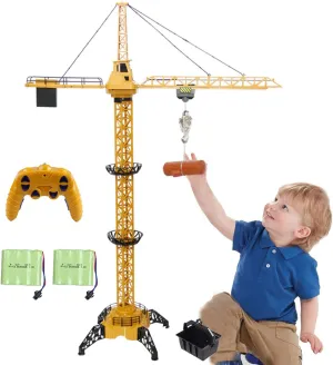 Remote Control ideologically Crane Toy for Kids - 50.4 inch RC Tower Crane with LED Lights & Sounds, 680�� Rotation Lift Construction Vehicles, Excavator Toy for Ages 4,5,6,7,8 Boys & Girls 6 Channel 