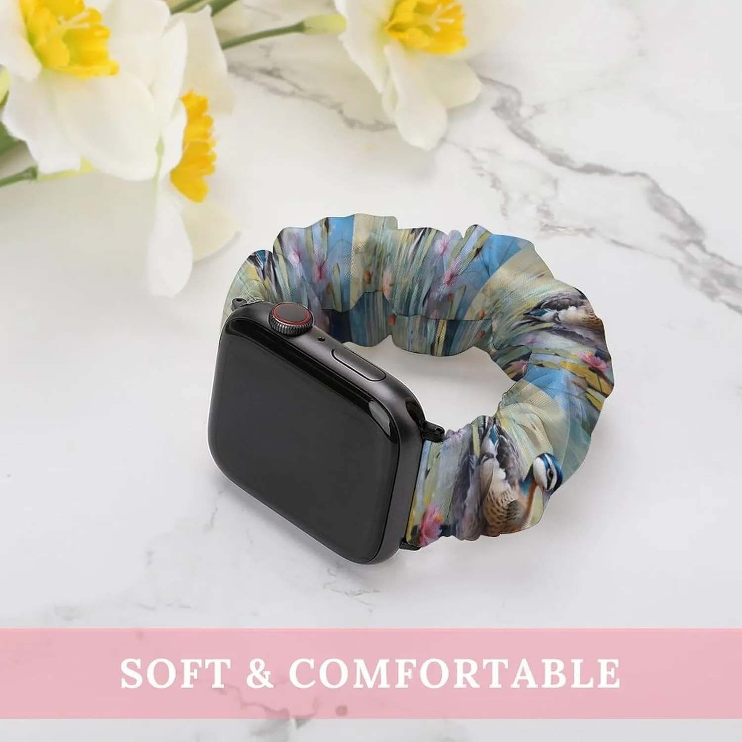 Replacement Sports Strap Compatible with Apple Watch Duck Lotuses Prints Watch Bands offspring botany connoisseur choose longevity Elastic Straps Wristbands 