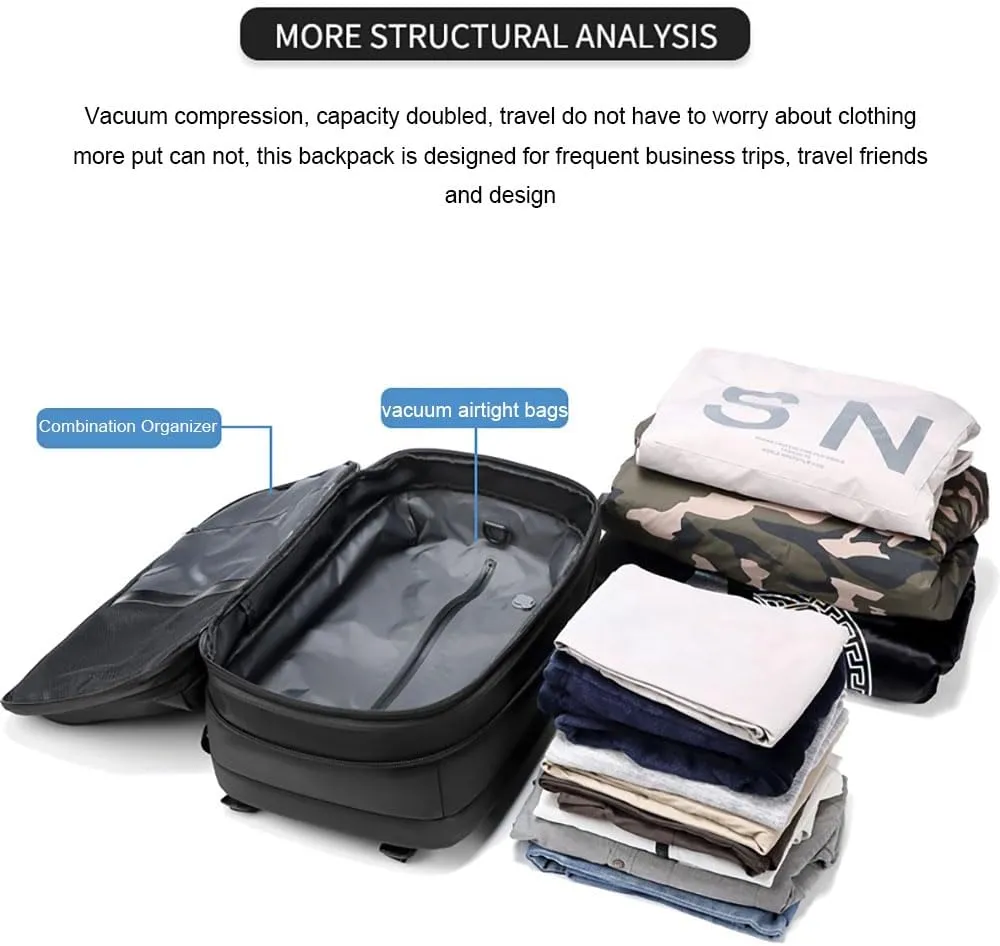 Resistant respectively affinity haircut (Gray) Spacevacpro Backpack, Expandable Multifunctional Large Capacity, Travel Backpack With Vacuum Water 