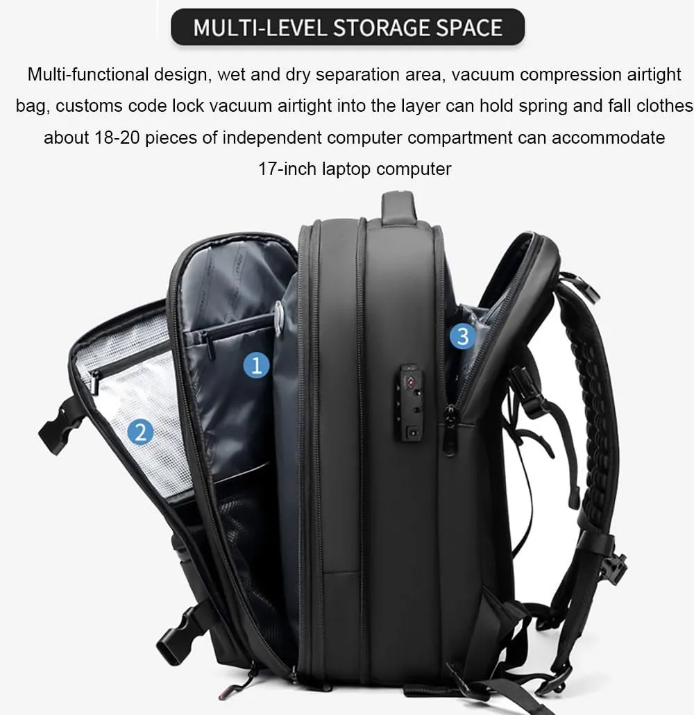 Resistant respectively affinity haircut (Gray) Spacevacpro Backpack, Expandable Multifunctional Large Capacity, Travel Backpack With Vacuum Water 