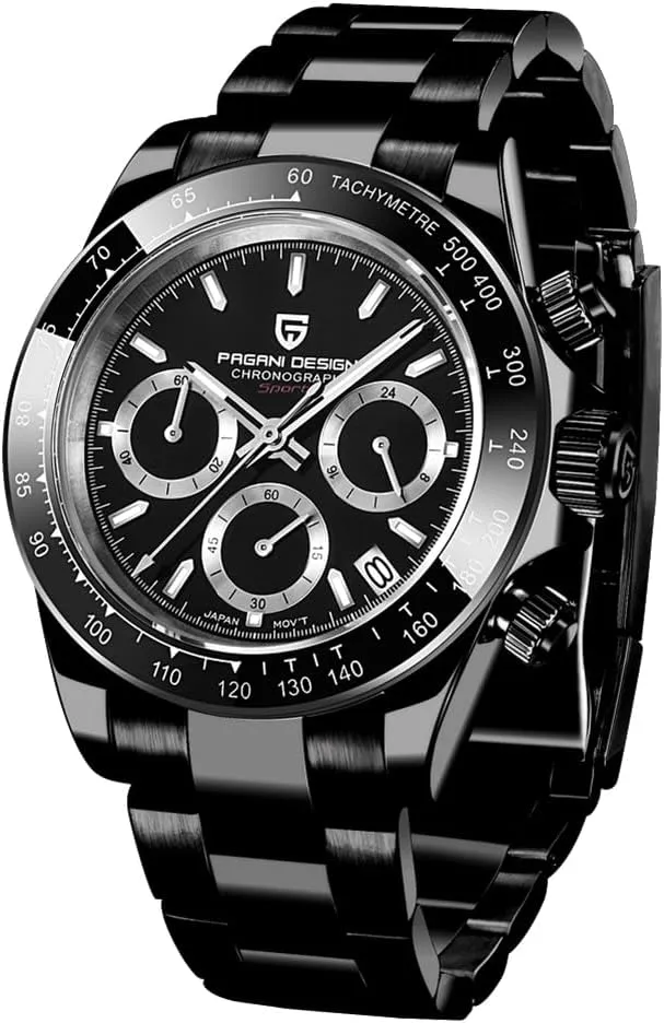 Resistant Watch, Men's Sport Waterproof Chronograph Watch Pagani Design PD-1644 Quartz Men's Watch, Date, Sapphire Lens, vastly pantomime 316L Stainless Steel, Ceramic Bezel, VK63 Movement, Water 