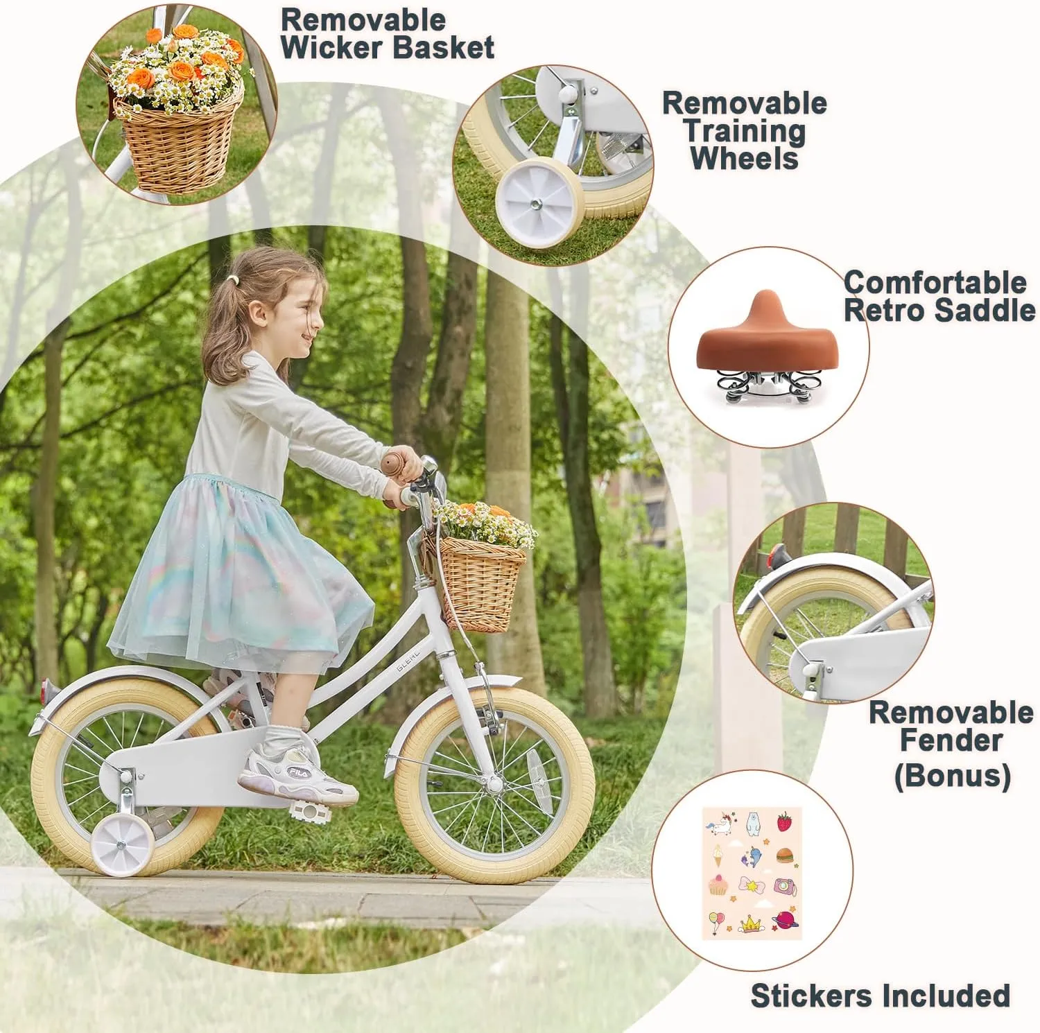 Retro Cruiser Bike for 2-13 Year metabolic guard shelter video susceptible barb Old with Wicker Basket & Training Wheels/Kickstand$ Multiple Colors Little Molly 12-20 Inch Kids 