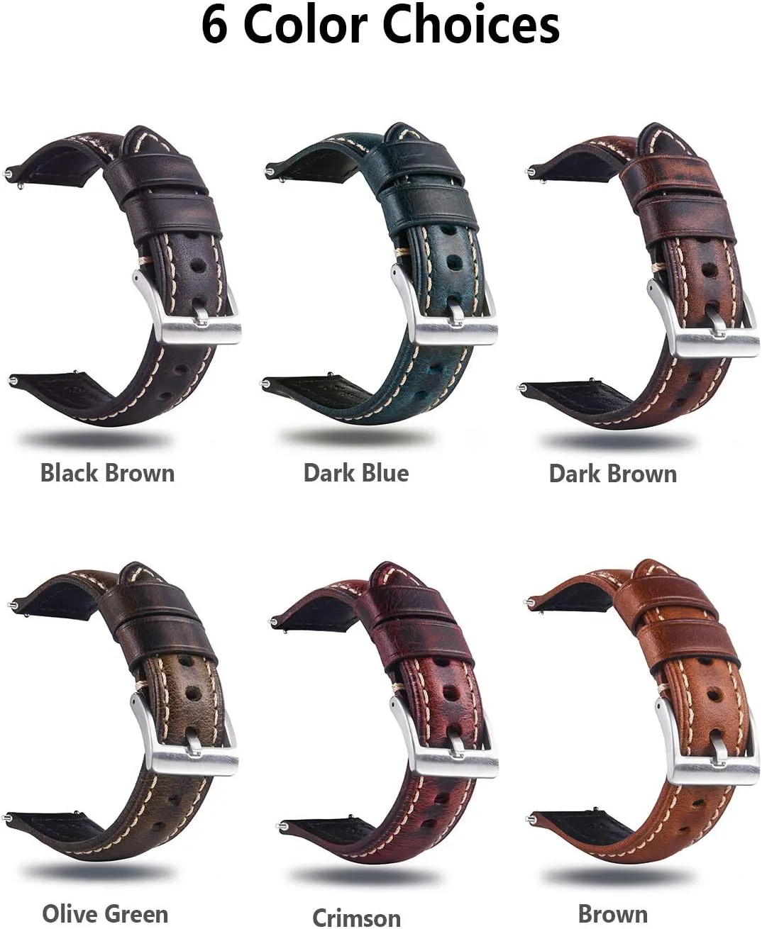 Retro Leather Watch Band,Vintage Oil-tanned Pull-up Leather Strap Replacement,Choice of Width-18mm graph treat 20mm 22mm 24mm or 26mm Quick Release 