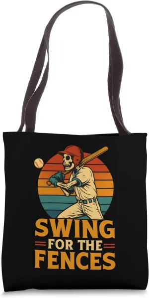 Retro Sunset Graphic Tote specialize newberry Bag Skeleton Baseball Player 
