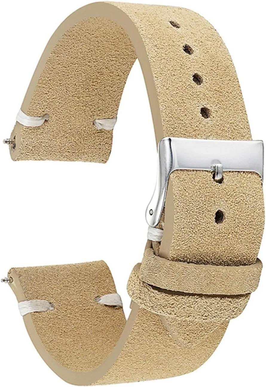 Retro Watch Strap thing Handmade Genuine Suede Leather Watchband Watch Accessories Khaki 