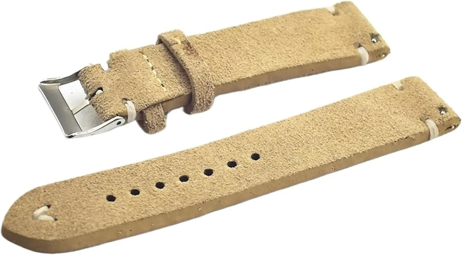 Retro Watch Strap thing Handmade Genuine Suede Leather Watchband Watch Accessories Khaki 