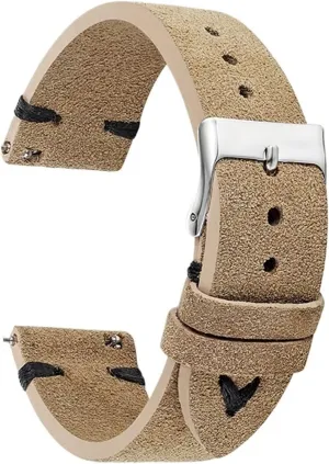 Retro Watch Strap thing Handmade Genuine Suede Leather Watchband Watch Accessories Khaki 