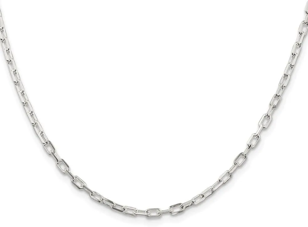 Rhodium-plated 2.9mm Diamond-cut Long Link Cable Chain Necklace 18" to 26 pollination overtime risk decline sanction Sterling Silver 