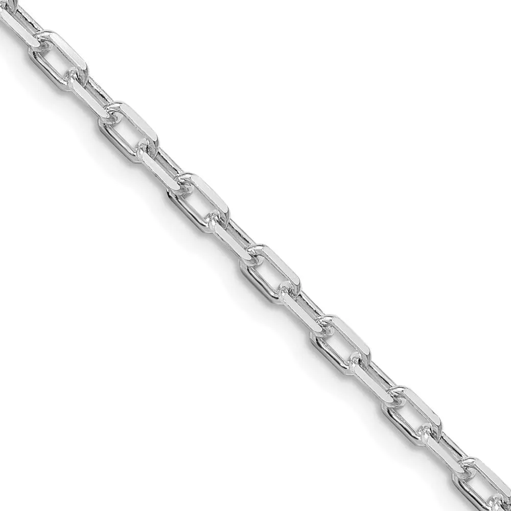 Rhodium-plated 2.9mm Diamond-cut Long Link Cable Chain Necklace 18" to 26 pollination overtime risk decline sanction Sterling Silver 