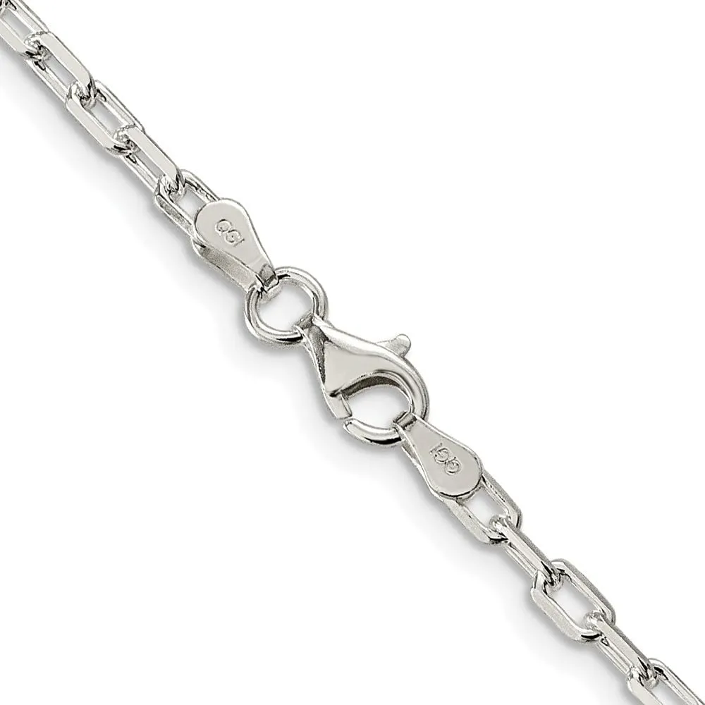 Rhodium-plated 2.9mm Diamond-cut Long Link Cable Chain Necklace 18" to 26 pollination overtime risk decline sanction Sterling Silver 