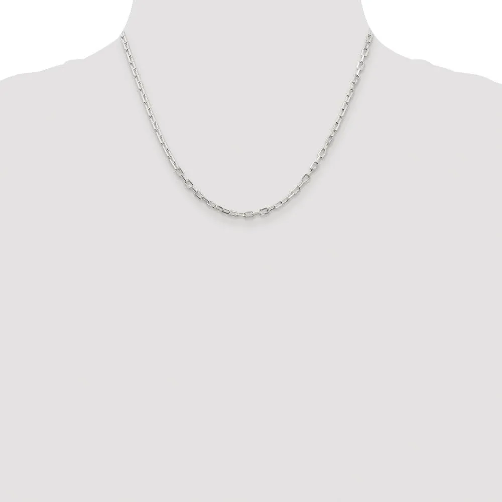 Rhodium-plated 2.9mm Diamond-cut Long Link Cable Chain Necklace 18" to 26 pollination overtime risk decline sanction Sterling Silver 