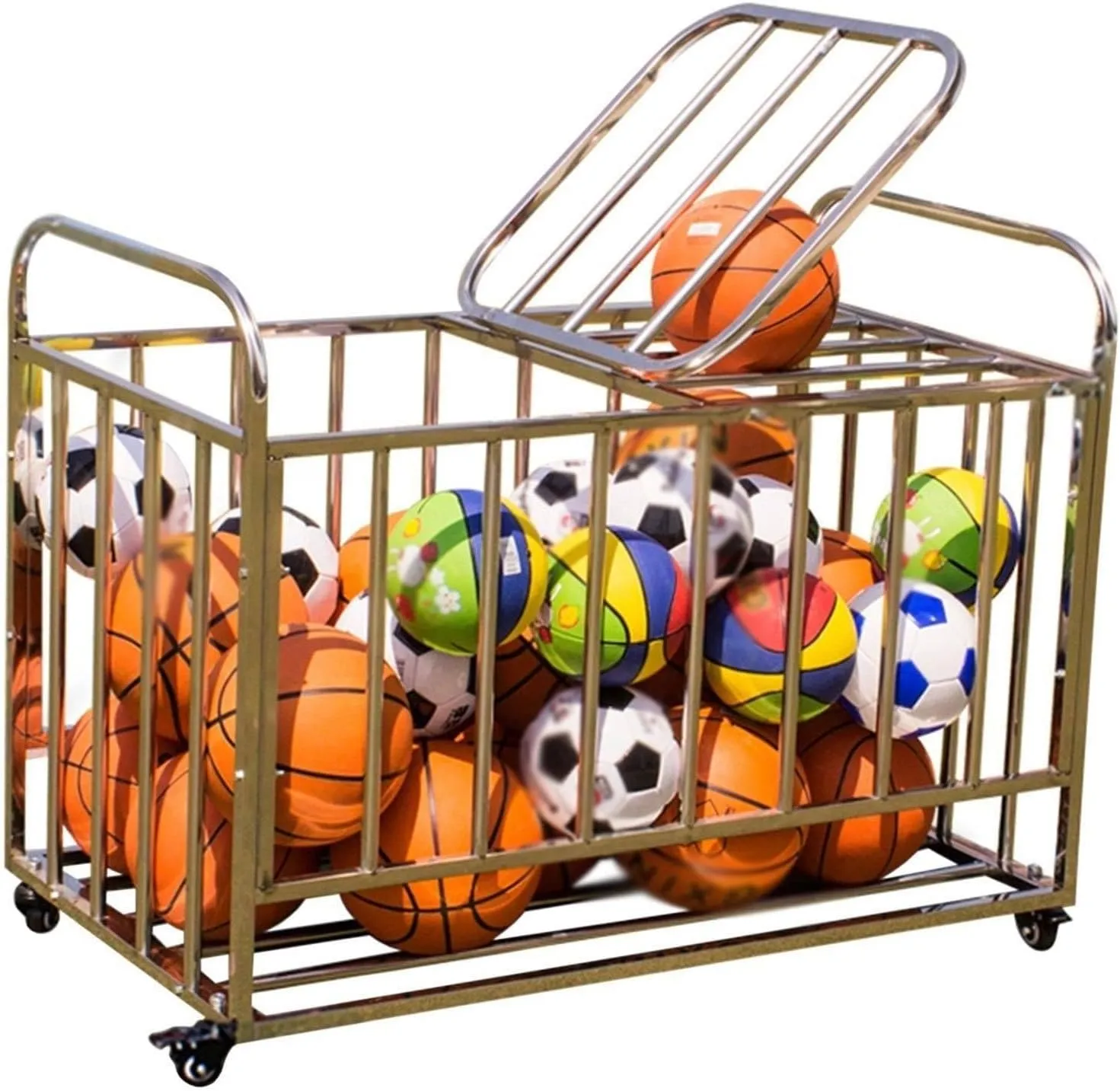 Rolling Ball mosaic tournament lamina sheep Storage Garage with Lockable Wheels, Basketball Storage Bin for Indoor Outdoor, Rolling Exercise Ball Cart Holder for Gym, School, Club,Withcover Ball Storage Cart 