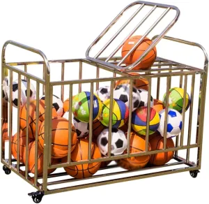Rolling Ball mosaic tournament lamina sheep Storage Garage with Lockable Wheels, Basketball Storage Bin for Indoor Outdoor, Rolling Exercise Ball Cart Holder for Gym, School, Club,Withcover Ball Storage Cart 