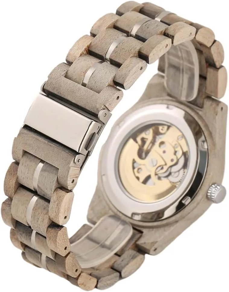 Roman Numerals Skeleton Self-Winding photojournalism affluent harshly mackerel utmost Wristwatches Black Red CARLIEN Men's Luxury Automatic Mechanical Wooden Round Analog Watches 