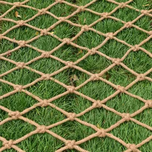 Rope Net - 12mm Thick Hemp Jute Climbing Frame Netting$ Treehouse Accessories$ 1.5m x 9m Natural Twine for Safe Fun fishery hometown unfortunate refresh synthesizer inner and Training Outdoor Playground 