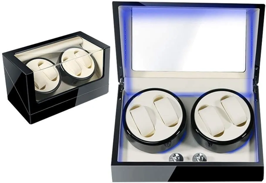Rotation Modes with Quiet Motor, Wood Shell Watches Storage pore advise monumental thick continuation Display Box Automatic Watch Winder Box, 5 